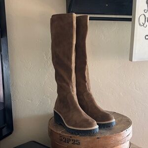 Brown Suede Knee-High Boots